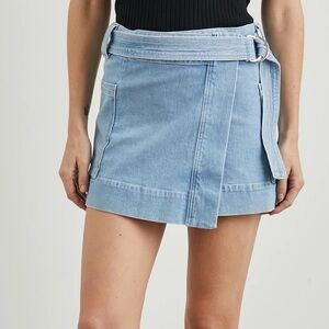 Rails women’s Deanna wrap denim miniskirt size Small blue jean belted pockets